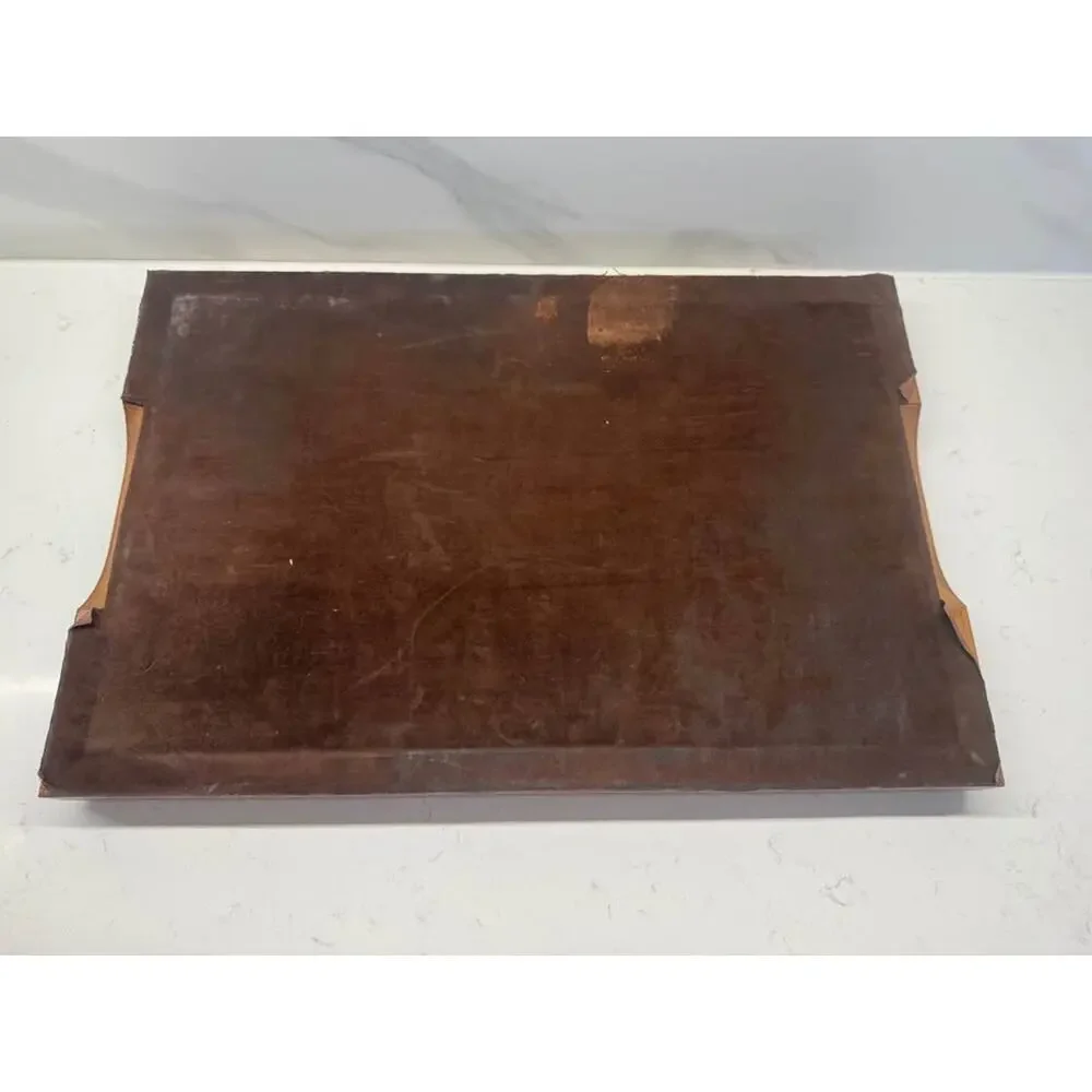 Mid Century Modern 70s Resin Pressed Leaves and Wood Tray